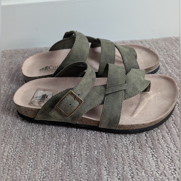 Cliffs "Calista" Moss Green Faux Suede Sandals - Picture 3 of 6